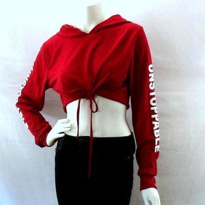 Sexy Crop Top Burgundy Hoodie UNSTOPPABLE Women
